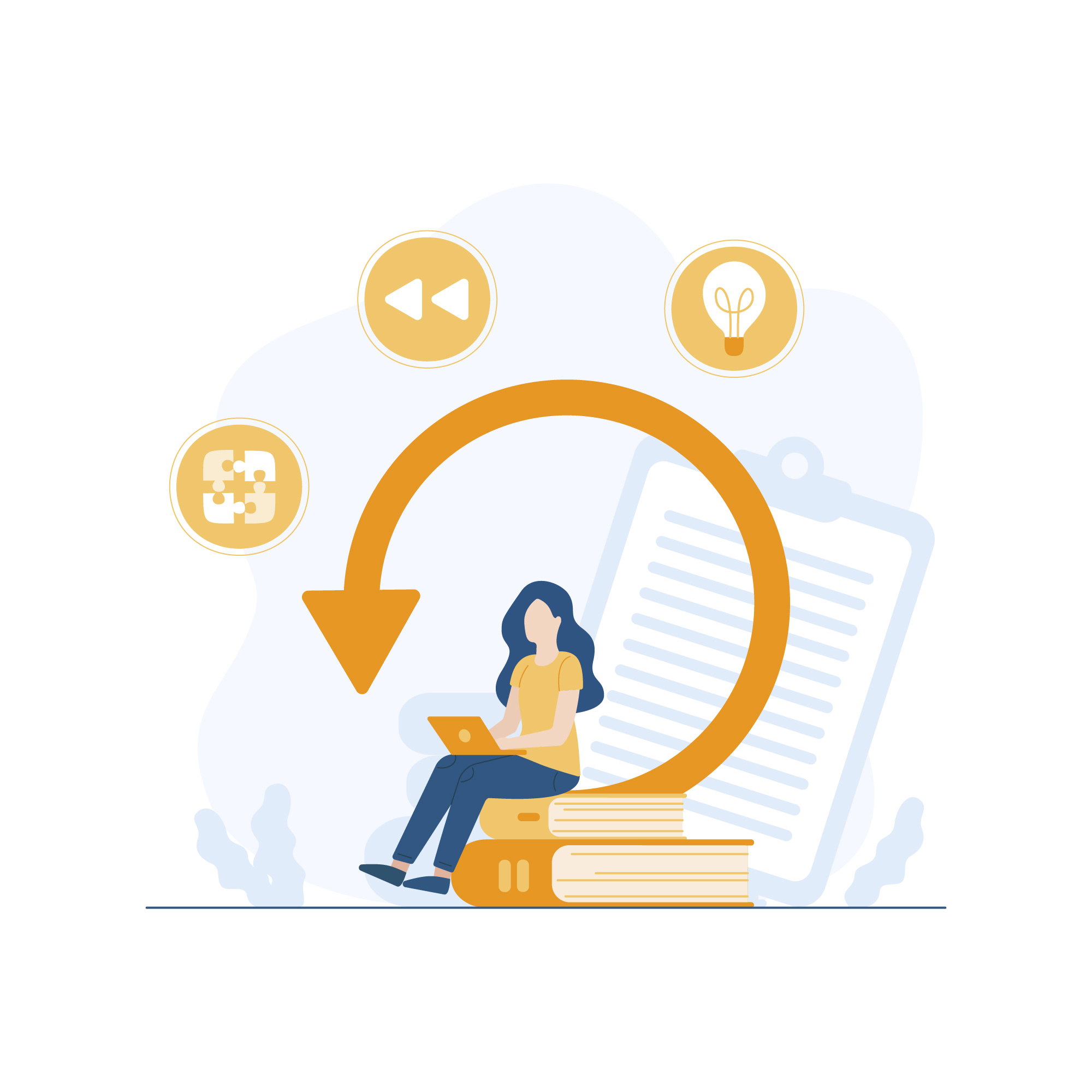 Illustration d’une professionnelle reprenant une formation à la rentrée pour développer ses compétences